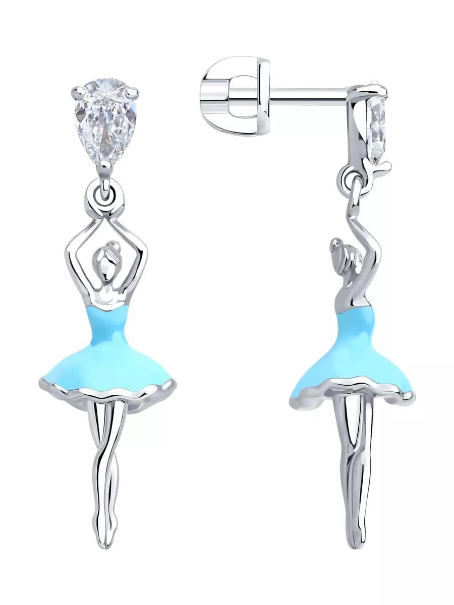 Серьги серебро 925 пробы висячие ювелирные