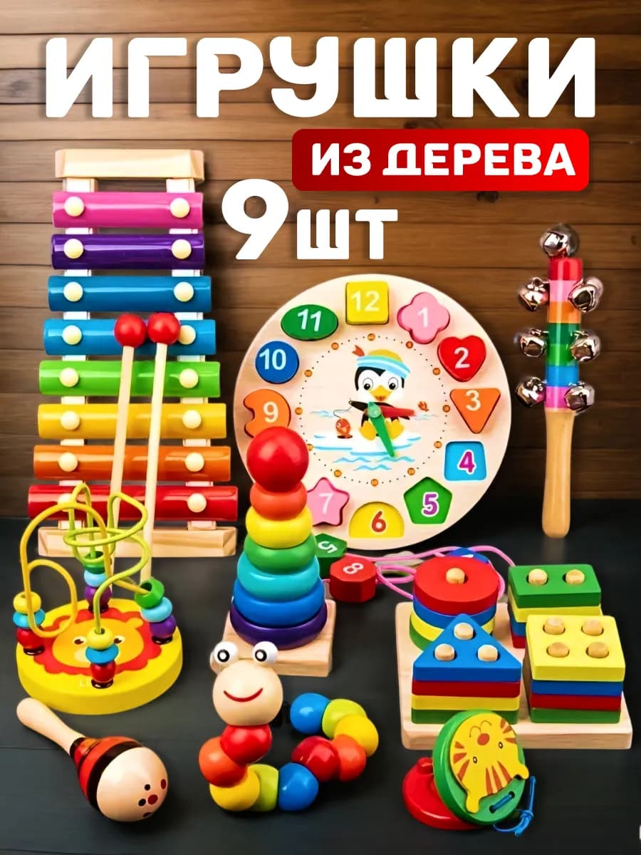Деревянные развивающие игрушки набор