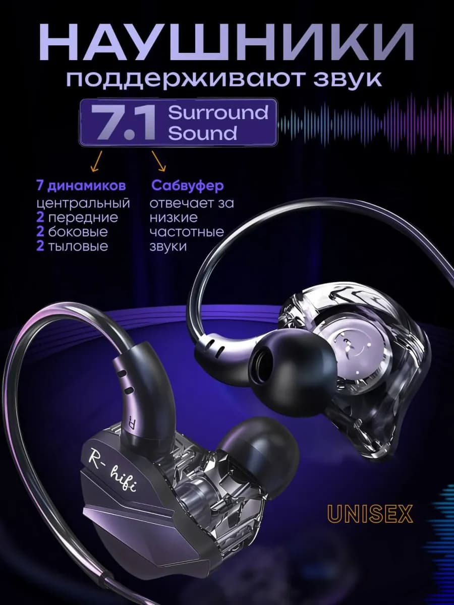 Наушники с микрофоном игровой проводной Type-C