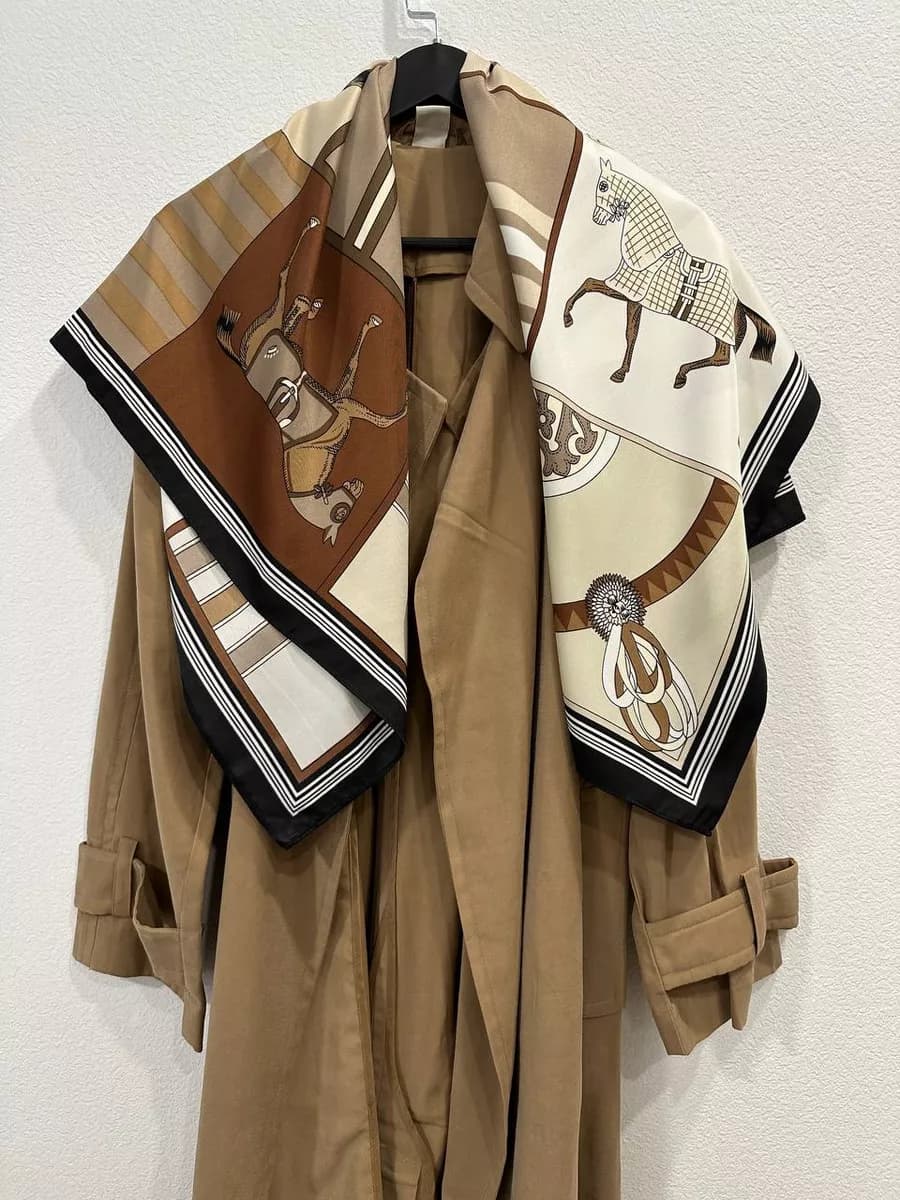 Платок шелковый на голову и шею теплый косынка лето осень