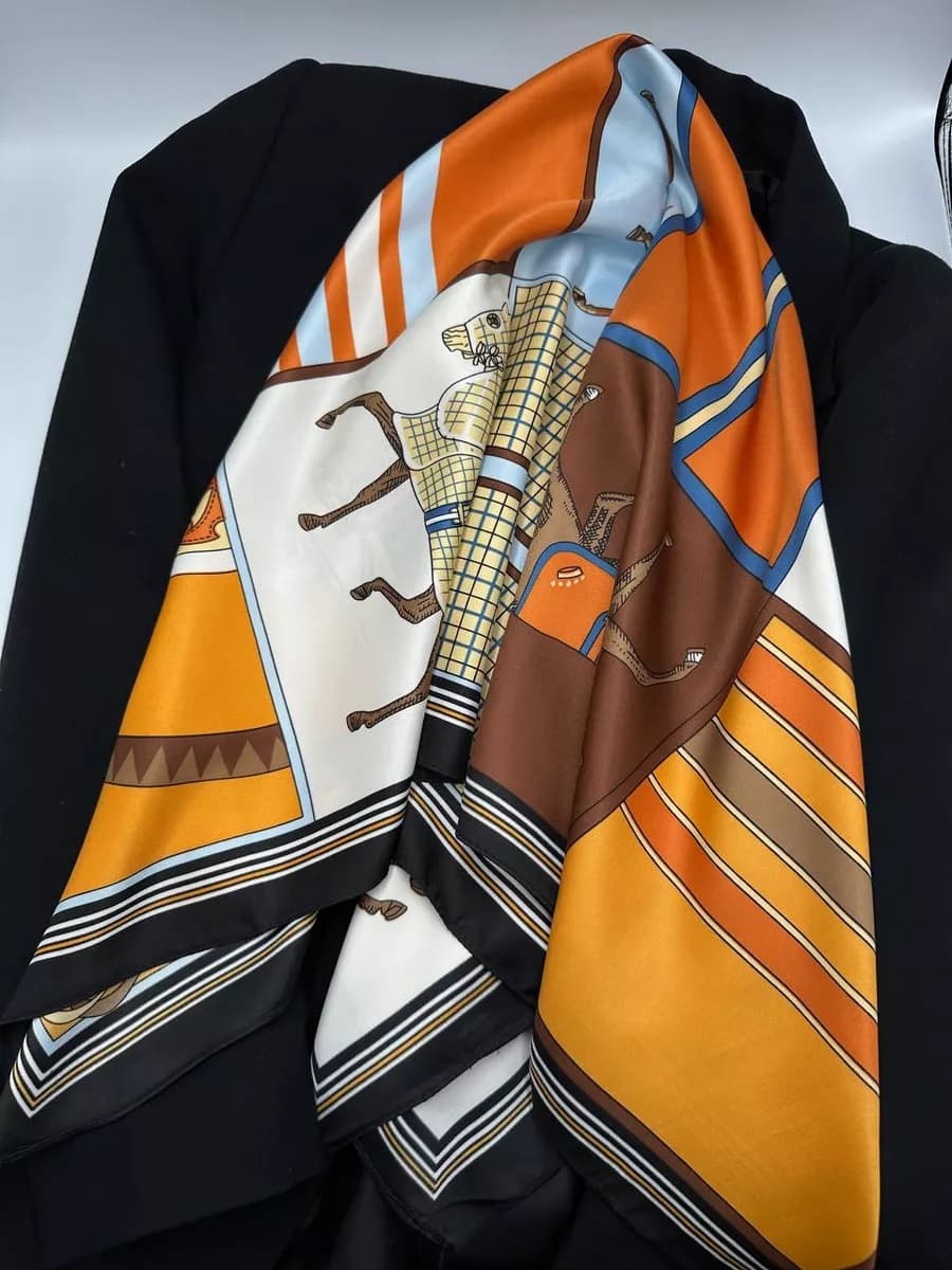 Платок шелковый на голову и шею теплый косынка лето осень