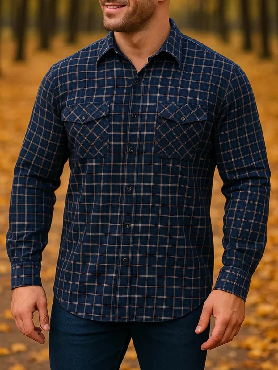 Рубашка с длинным рукавом в клетку