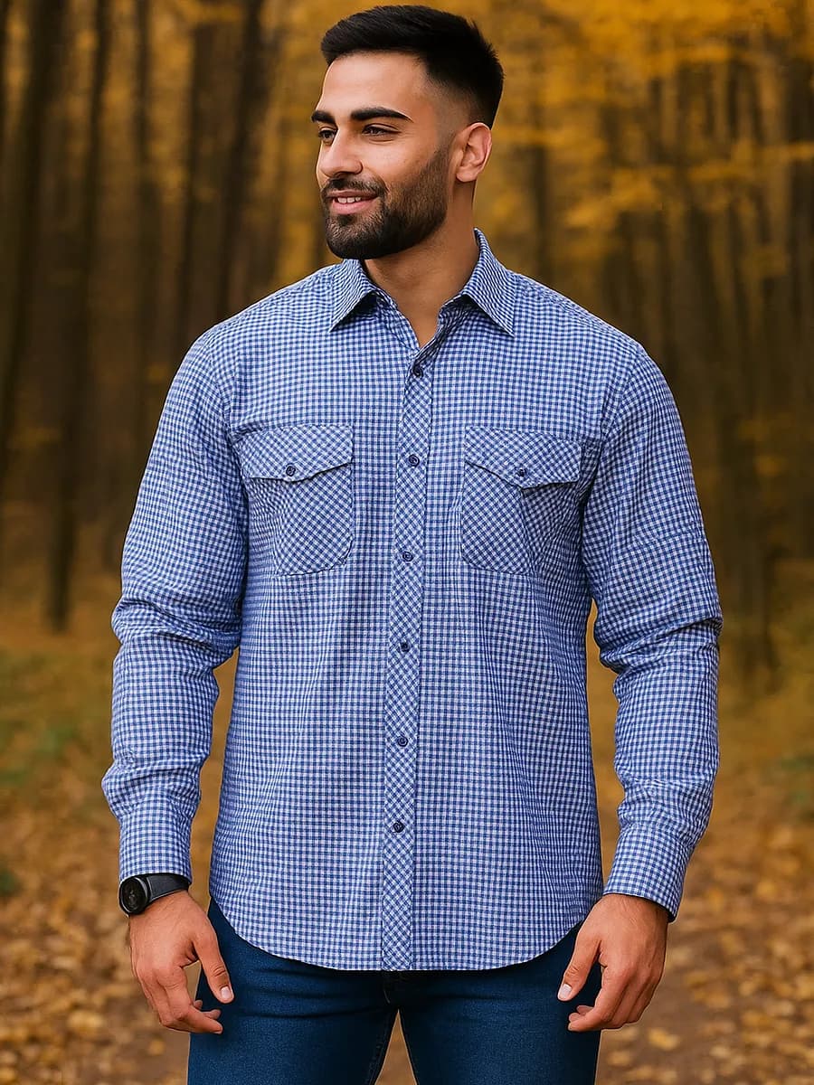 Рубашка с длинным рукавом в клетку