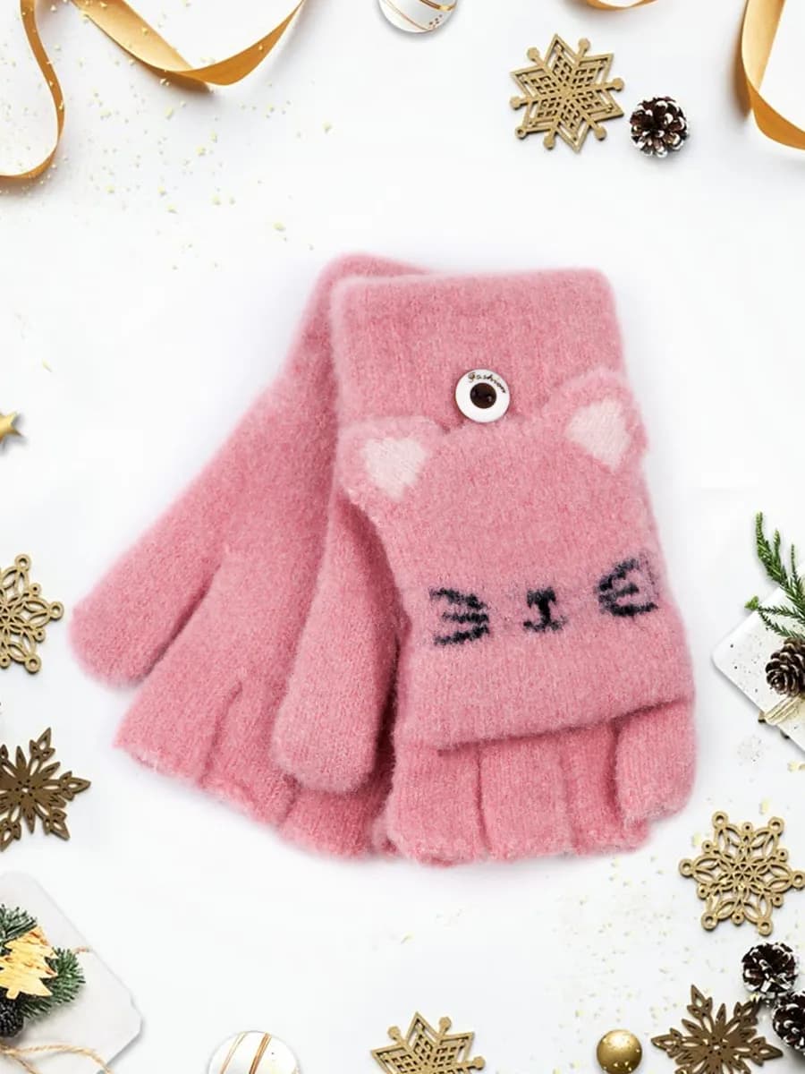 Перчатки-варежки без пальцев-митенки (5-7 лет)