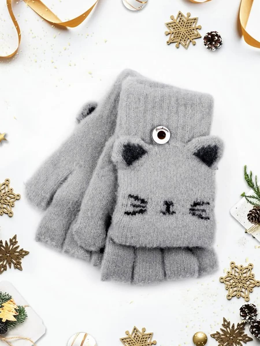 Перчатки-варежки без пальцев-митенки (5-7 лет)