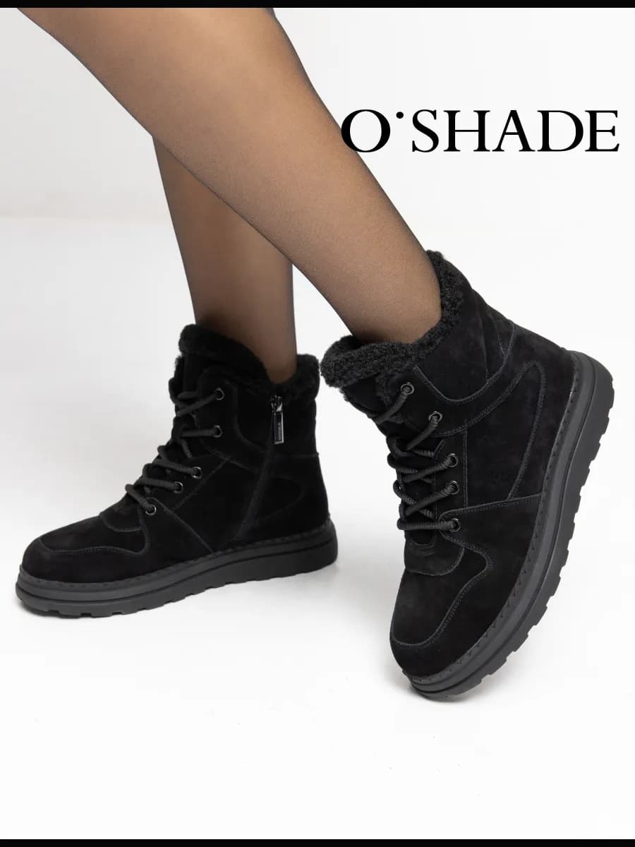 O'SHADE Ботинки женские зимние замшевые без каблука