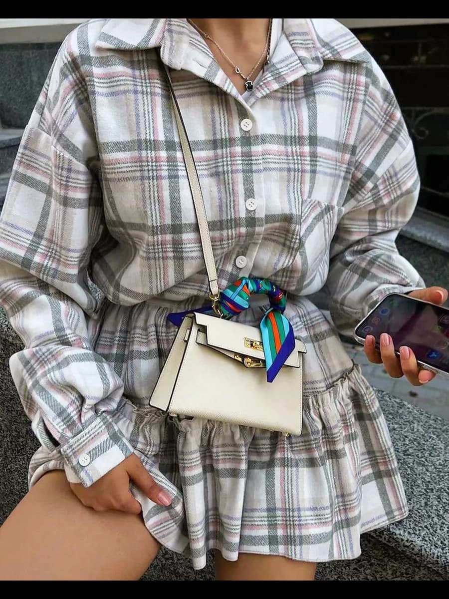 Теплый костюм в клетку