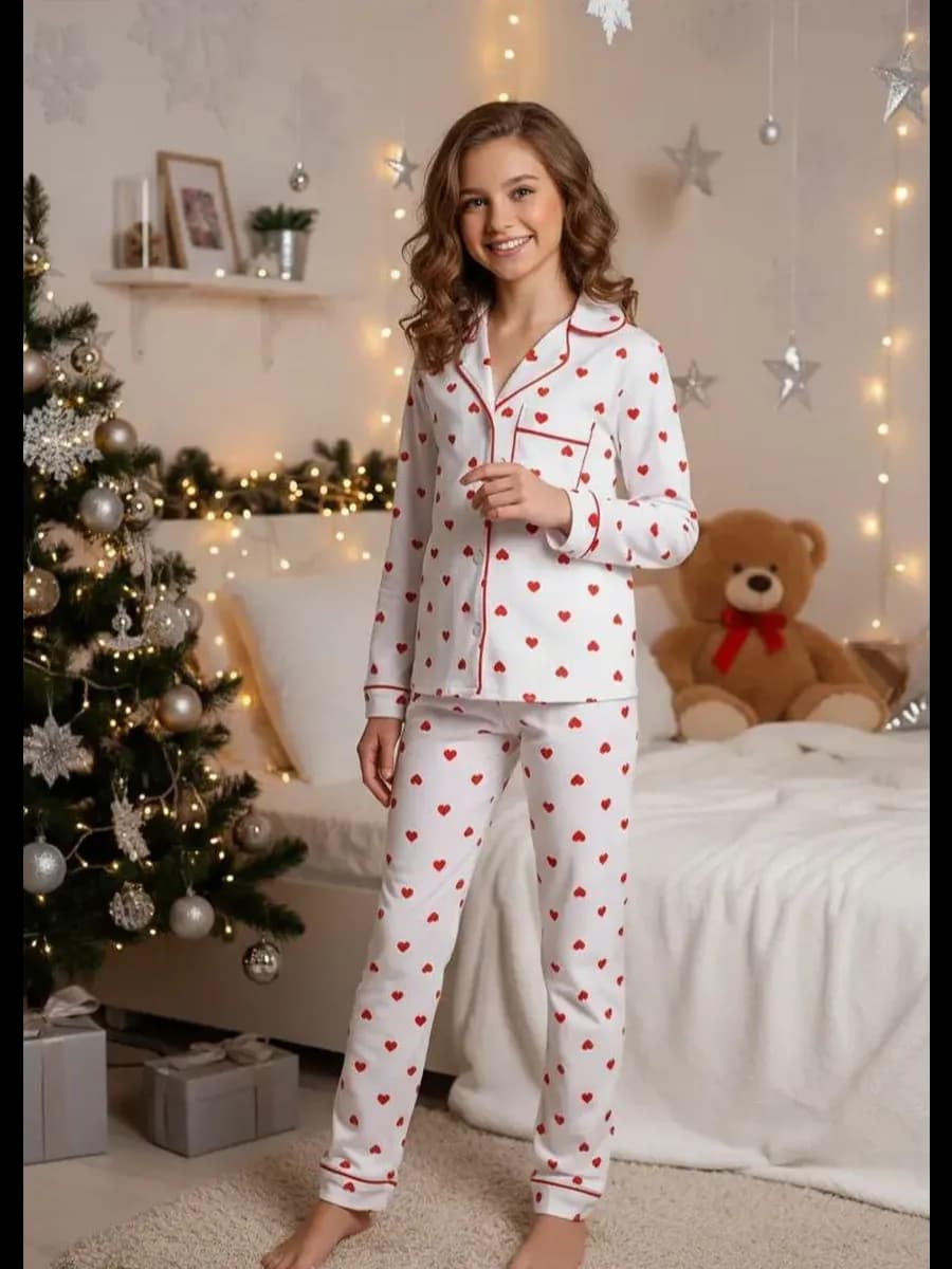 Пижама со штанами и рубашкой трикотажная хлопок