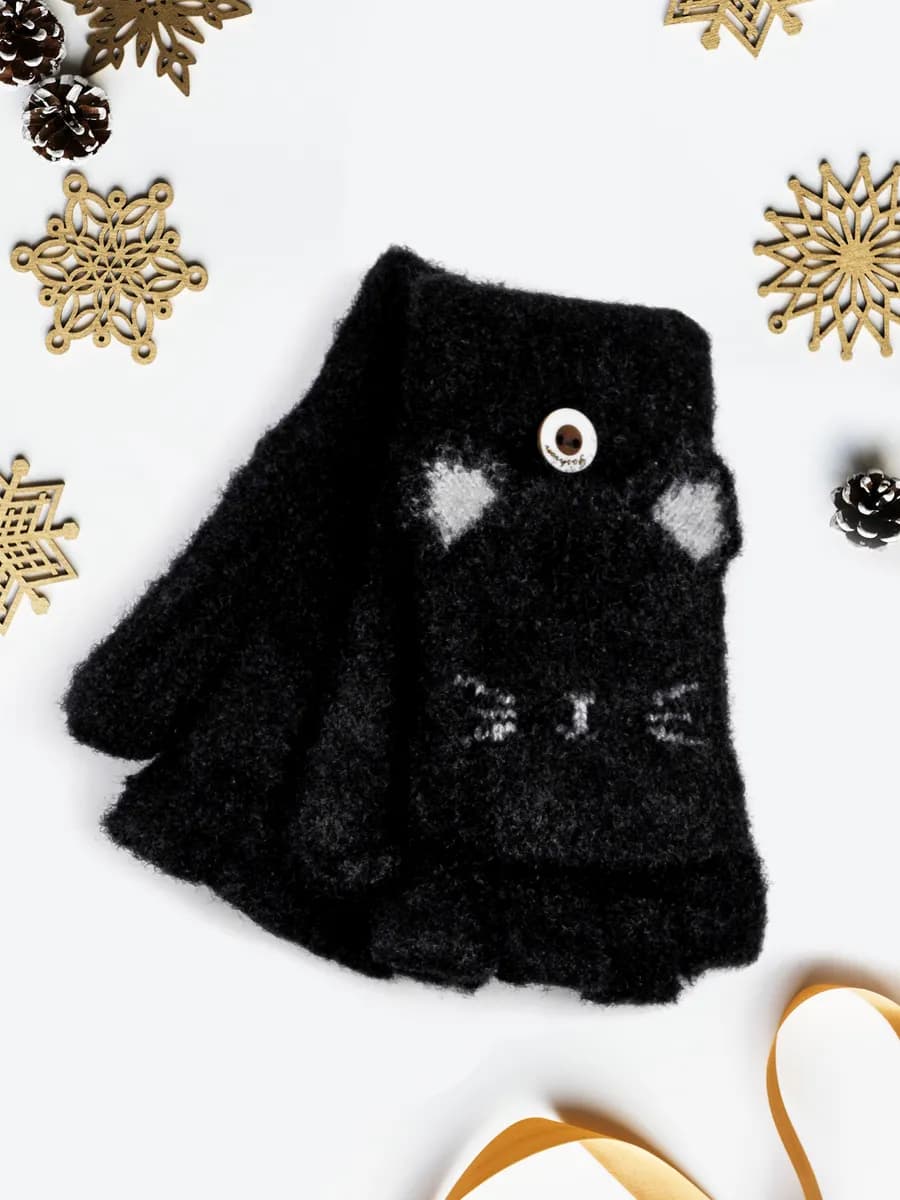 Перчатки-варежки без пальцев-митенки (5-7 лет)