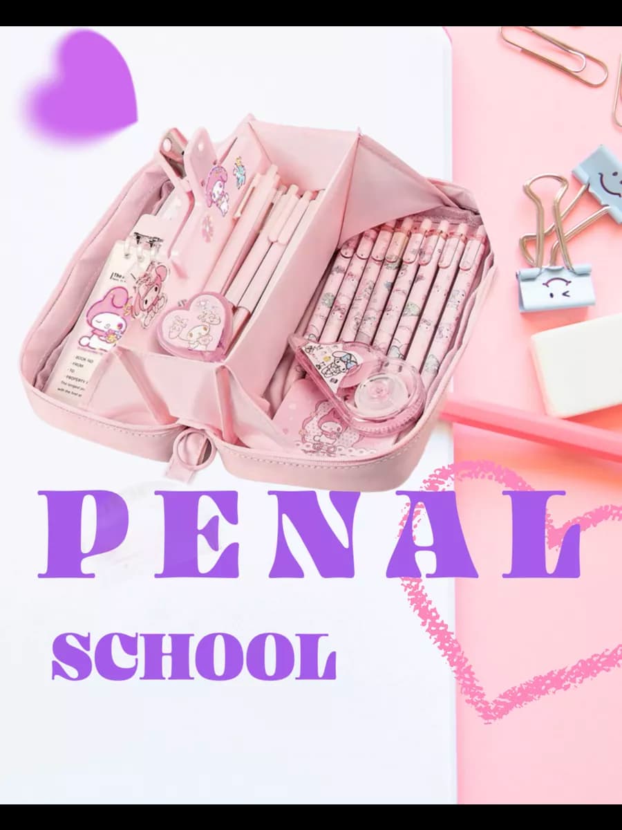 Пенал школьный книжка розовый