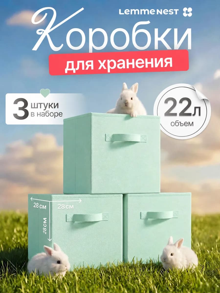 Коробки для хранения вещей тиффани 3 шт