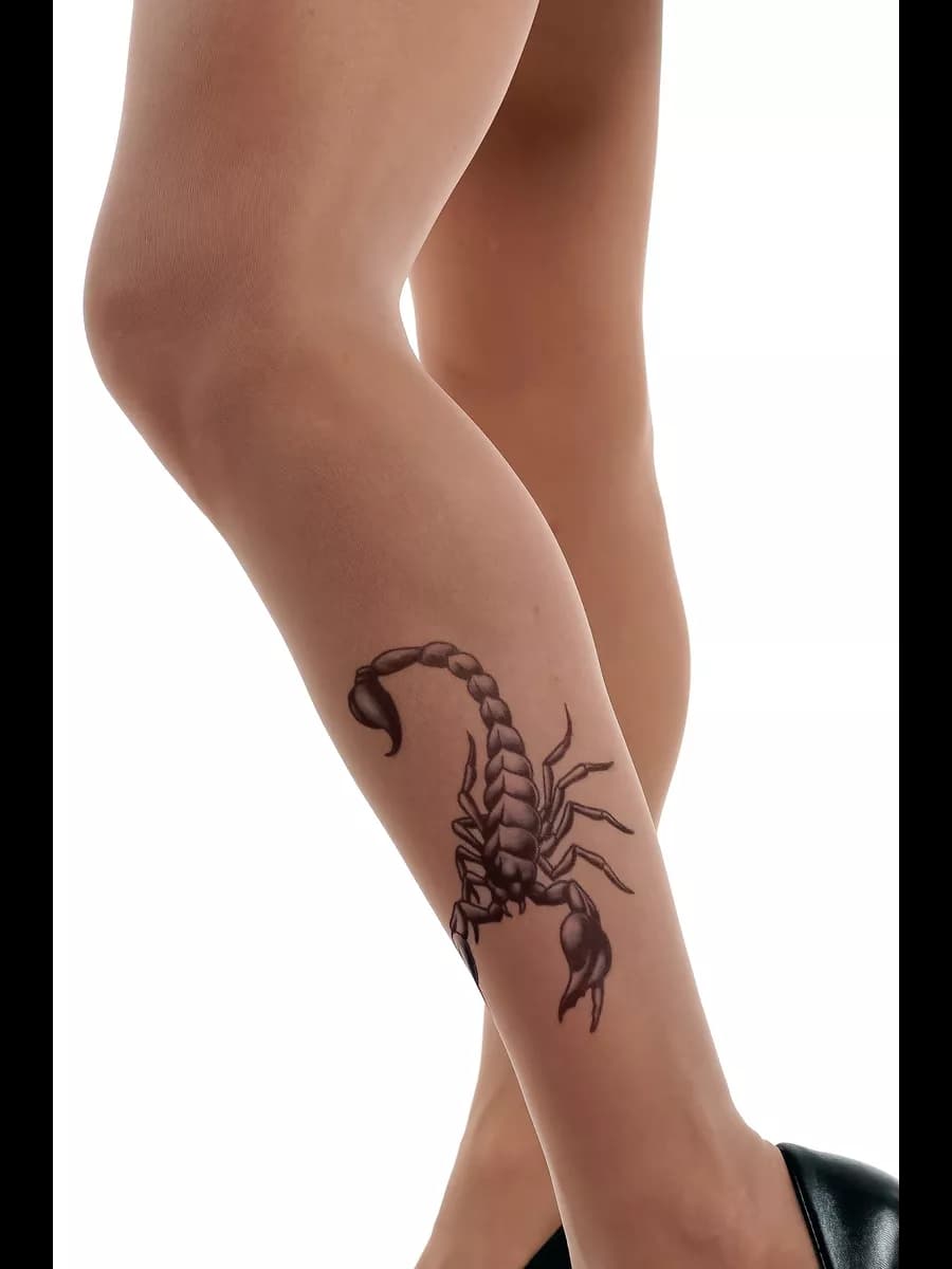 Колготки с татуировкой скорпион