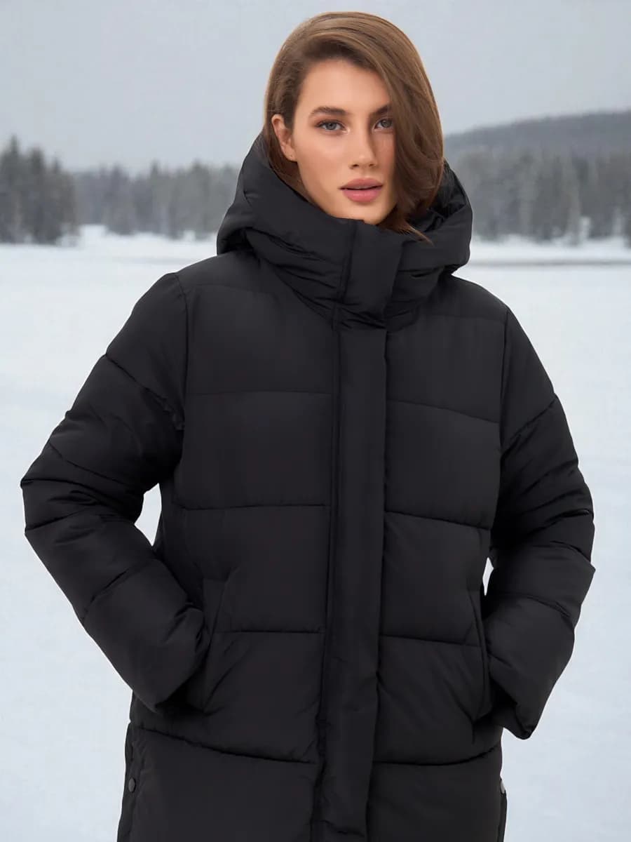 Куртка зимняя женская длинная с капюшоном