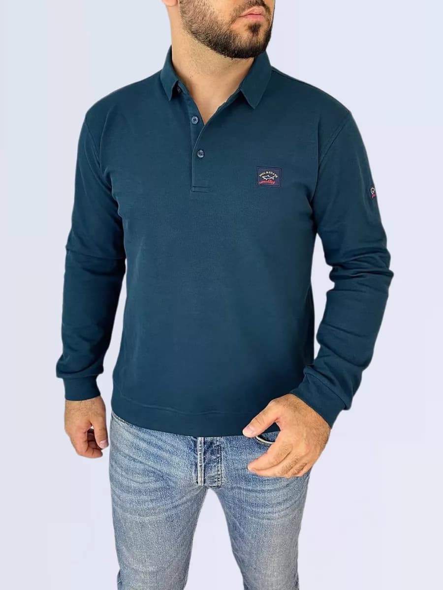 Футболка-поло с длинным рукавом