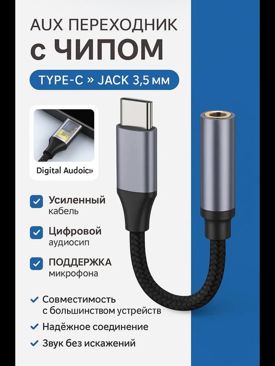 Переходник для наушников TYPE-C AUX jack 3.5