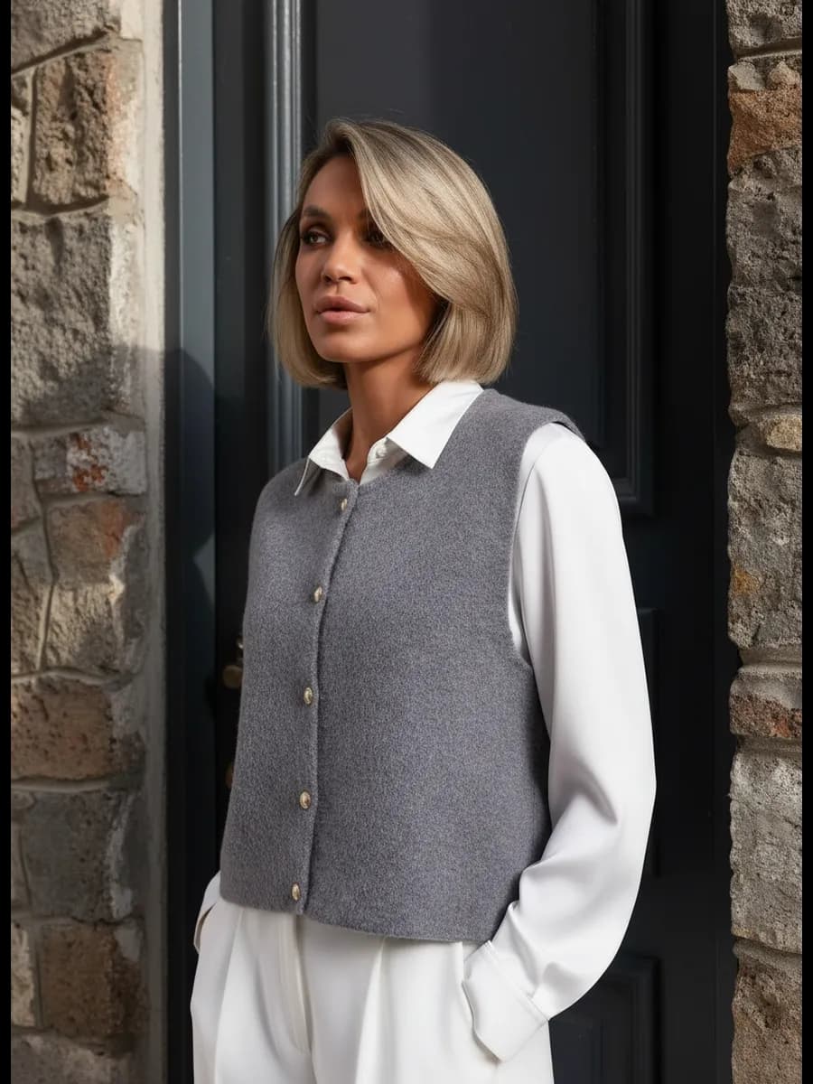 Жилет вязаный на пуговицах