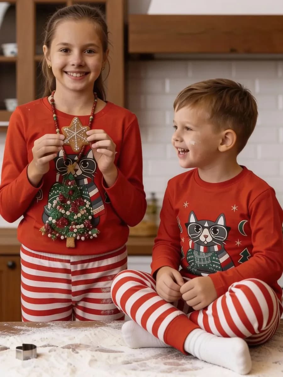 Пижама со штанами семейная для мальчика и девочки подростка