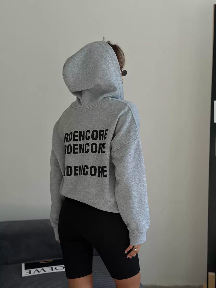 Толстовка укороченная на молнии с капюшоном