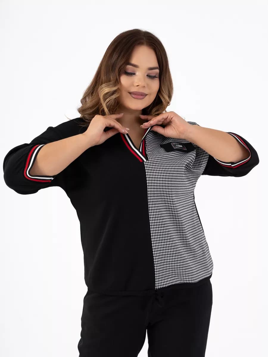 Блузка офисная оверсайз из трикотажа нарядная