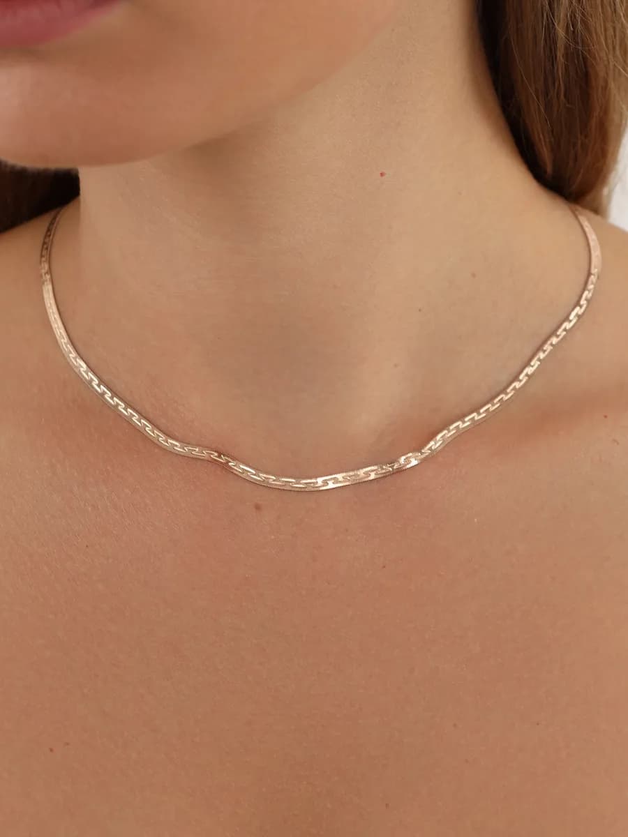 Широкое Колье косичка из серебра