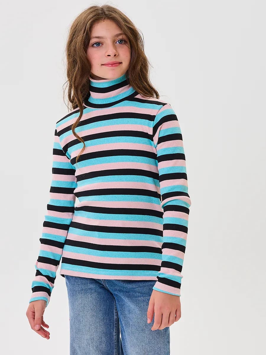 Водолазка школьная детская с горлом в полоску хлопок
