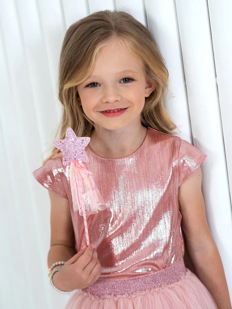 Блестящий топ Нарядная футболка Блузка