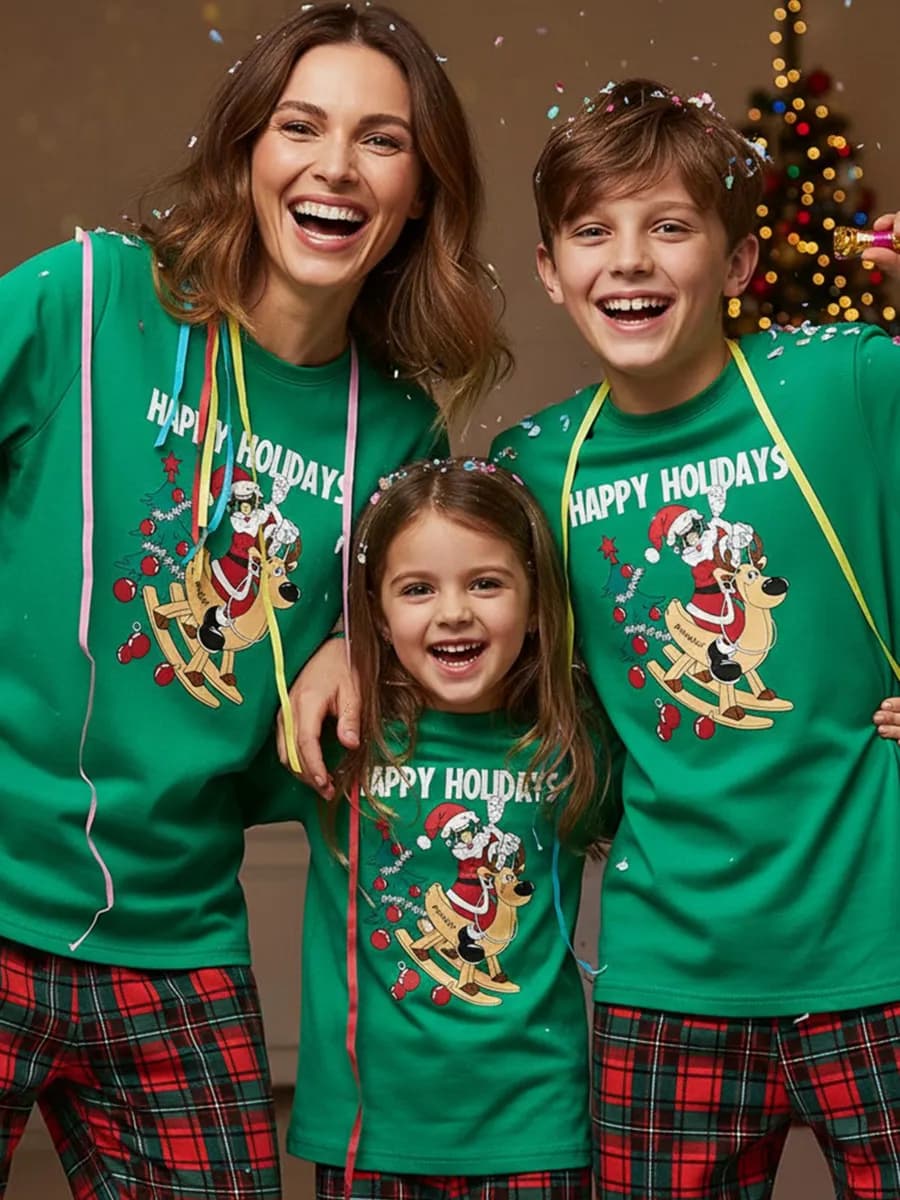 Новогодняя пижама со штанами для мальчика и девочки