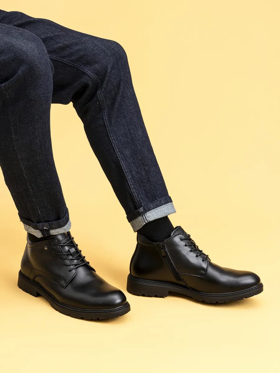 Ботинки кожаные теплые классические - фото 1