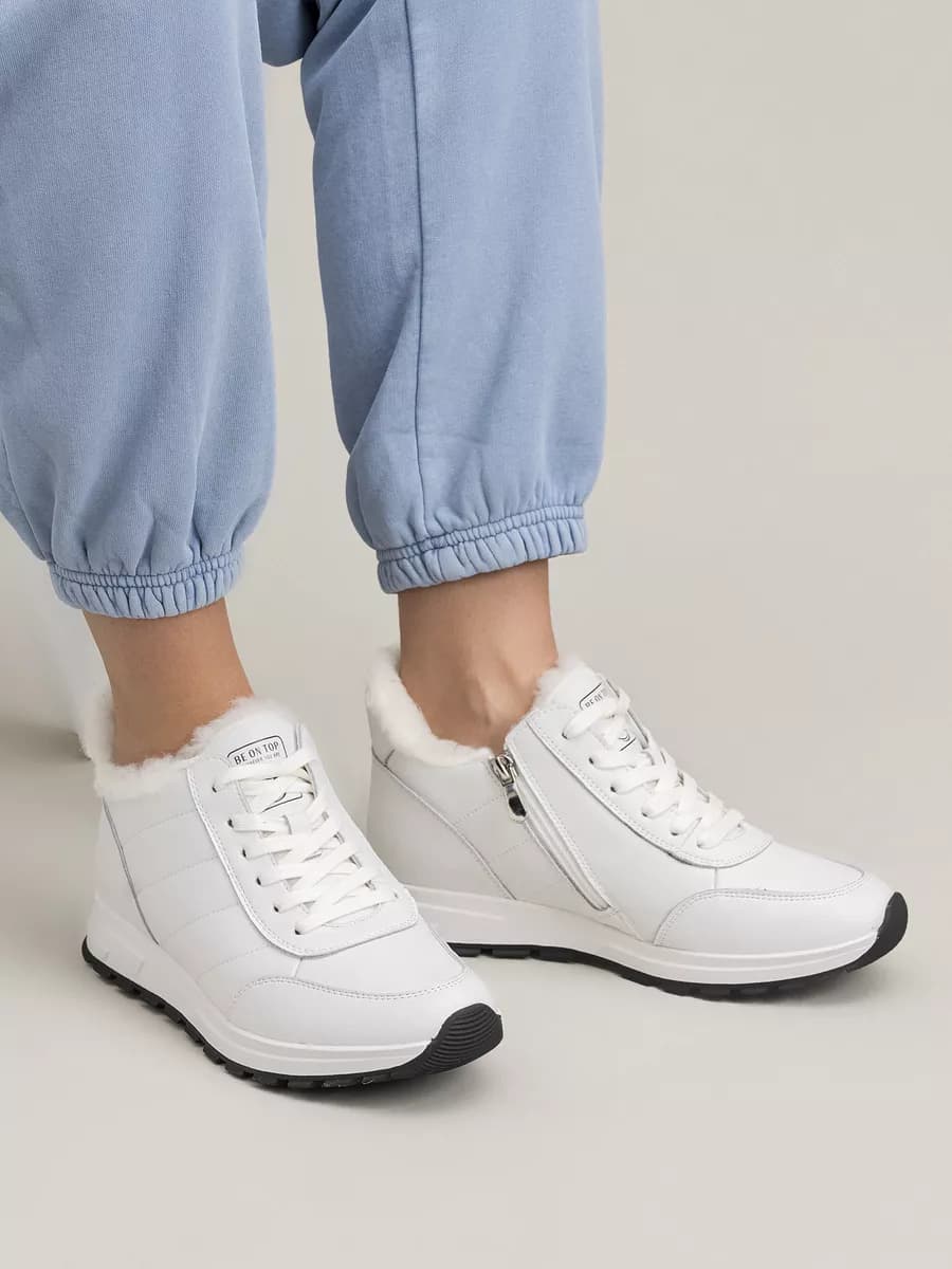 Кроссовки кожаные высокие утепленные