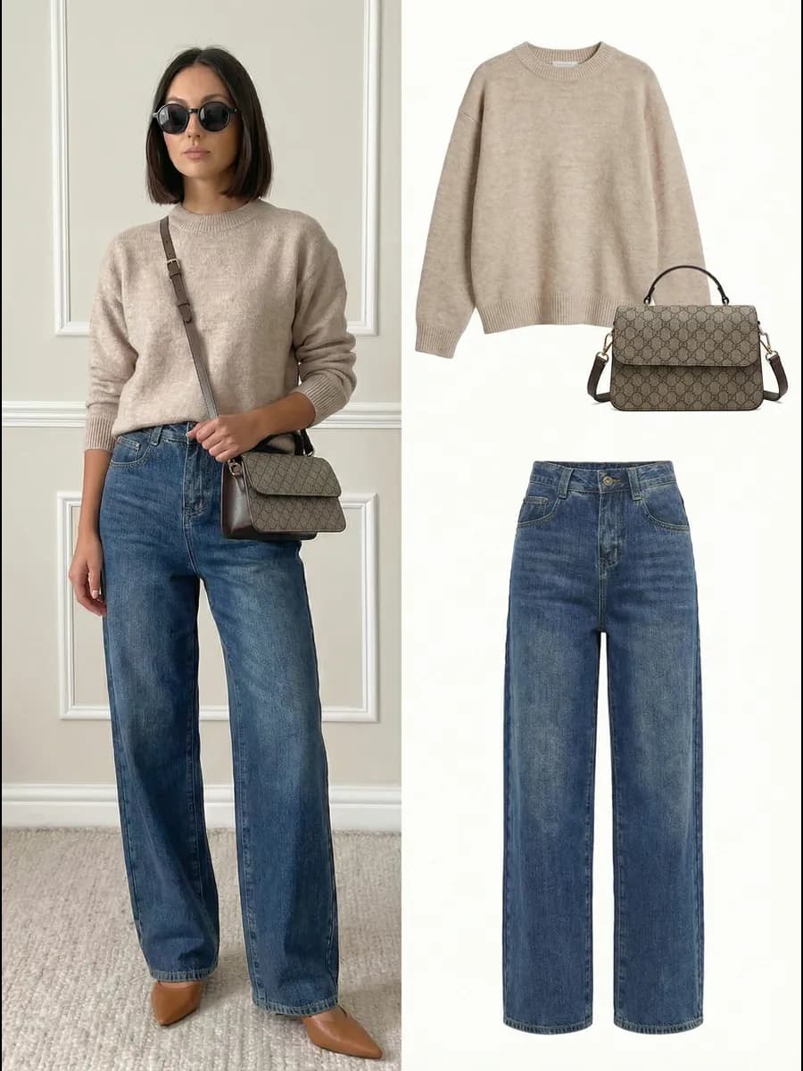 Джинсы широкие багги - фото 1