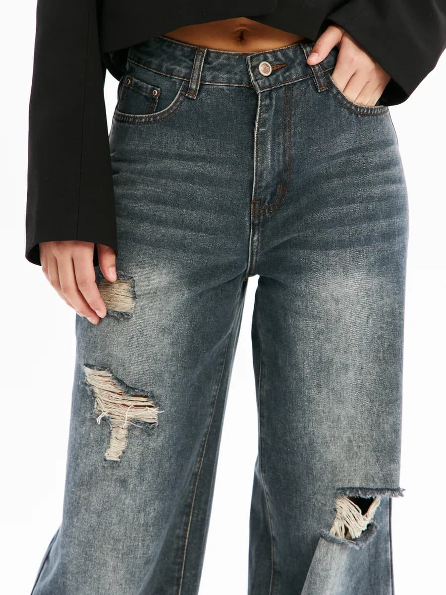 Джинсы прямые широкие