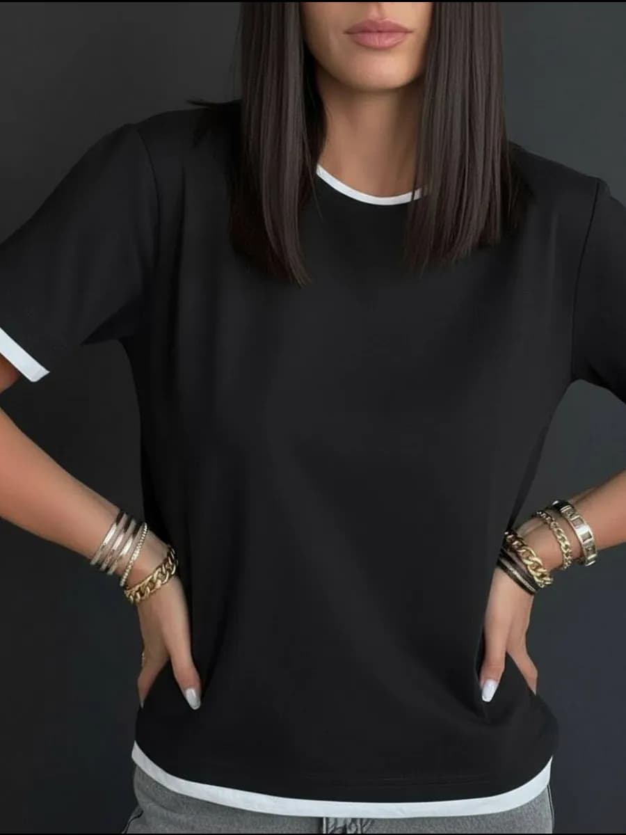 Футболка базовая хлопок с контрастным кантом