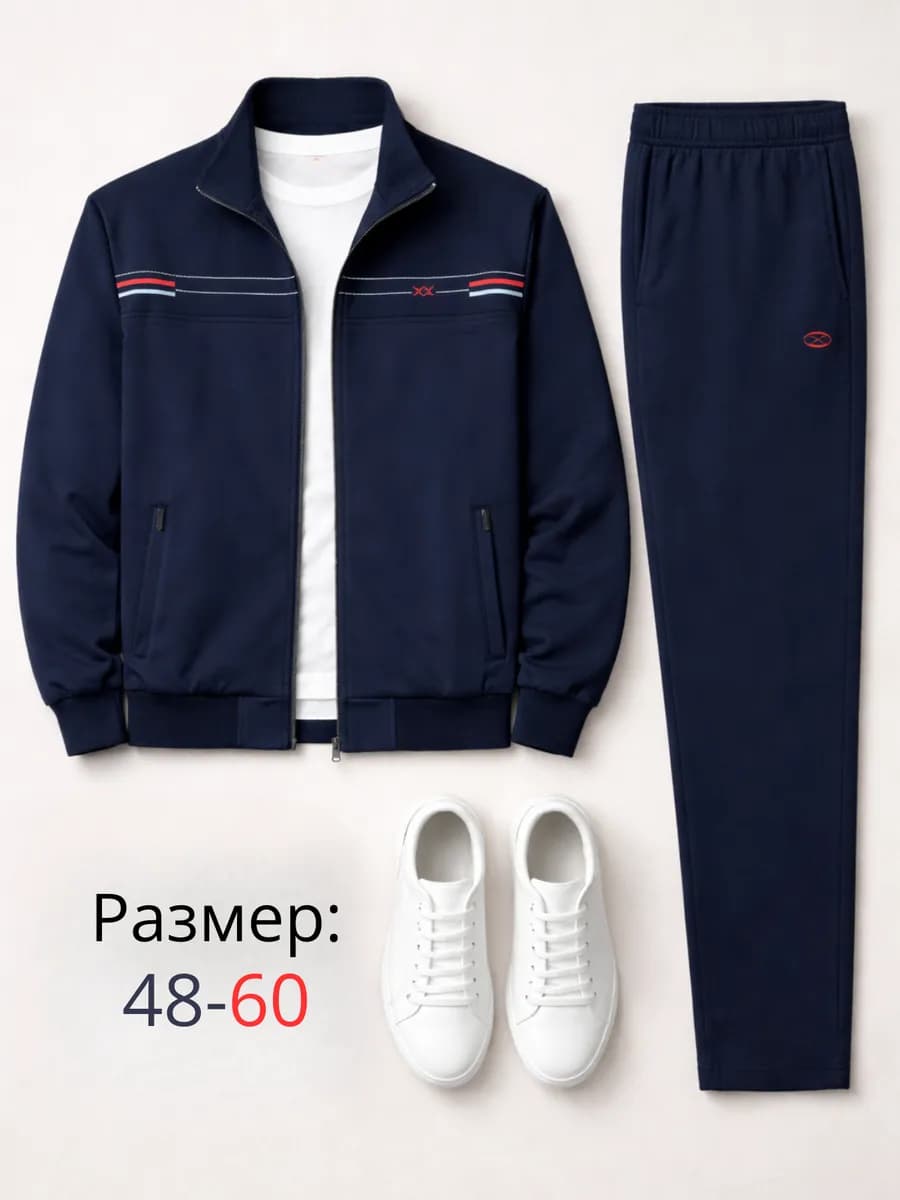 Костюм спортивный на молнии без начеса - фото 1