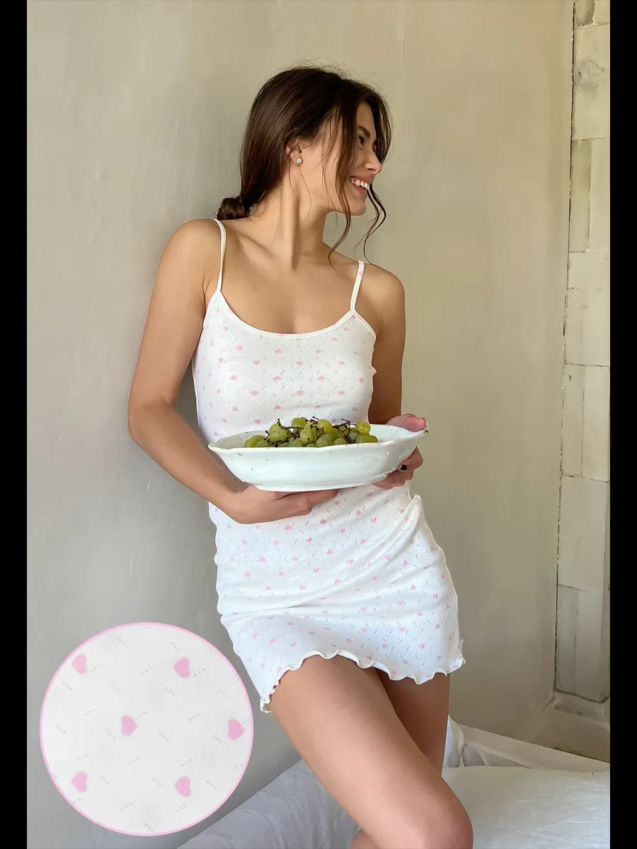 Ночная сорочка женская ажурная сердечки