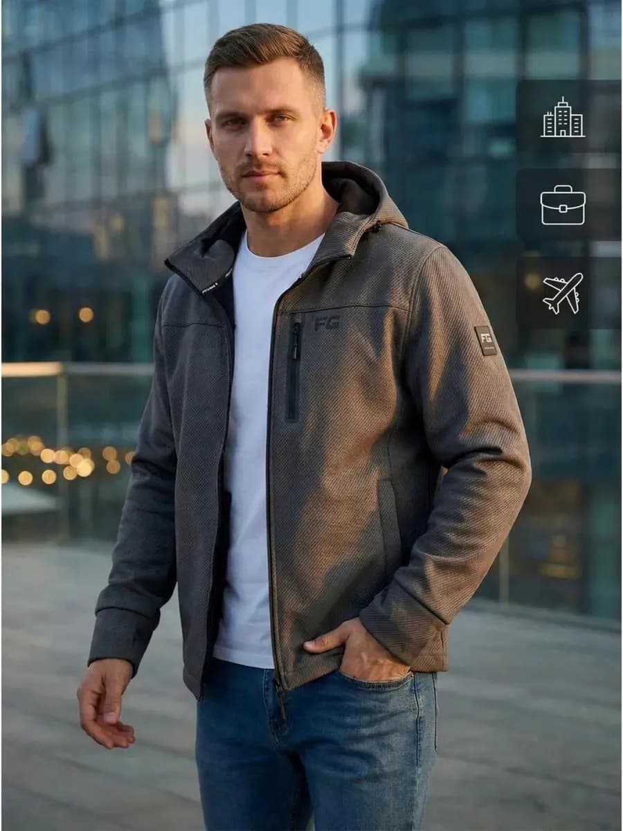 Толстовка на молнии с капюшоном теплая