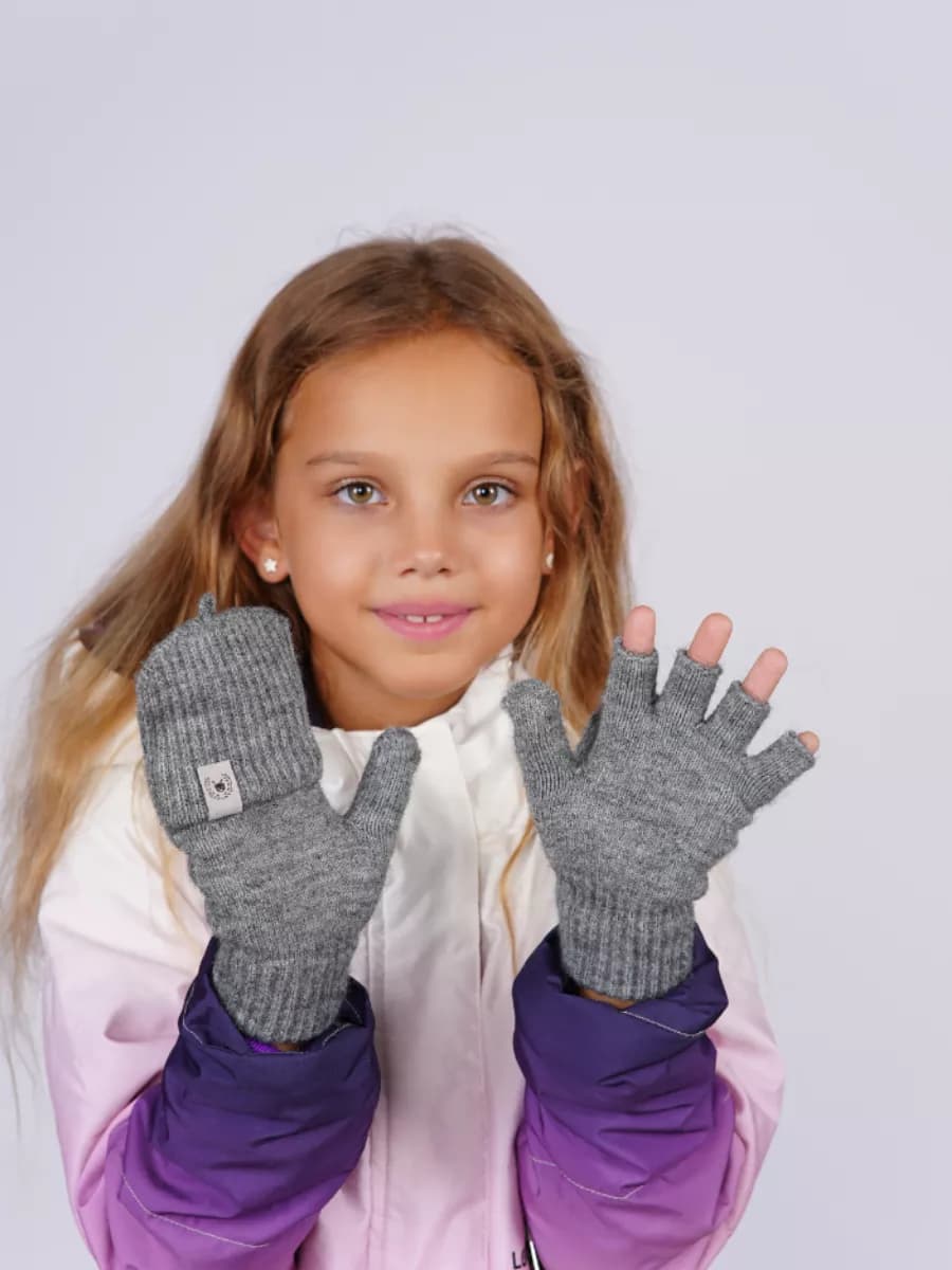 перчатки-варежки детские без пальцев, женские, митенки