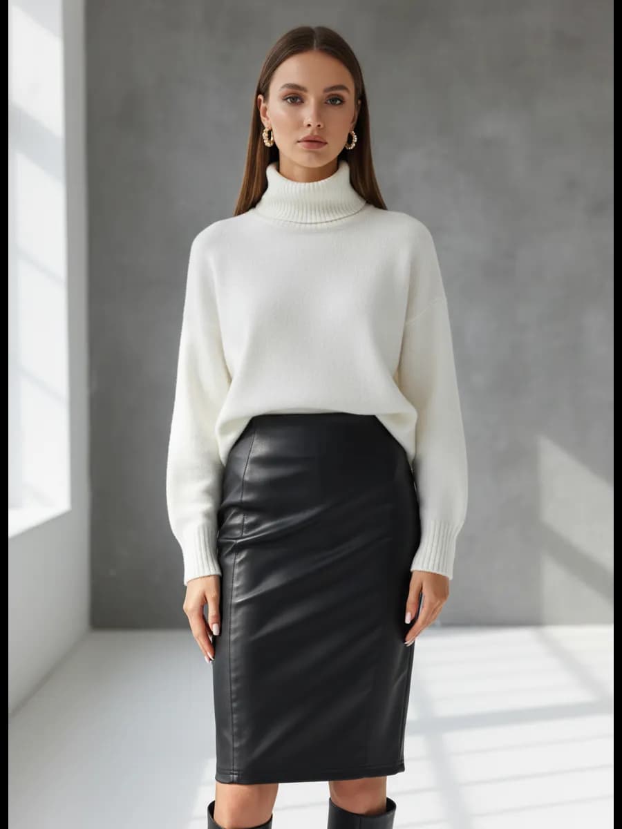 Юбка кожаная миди