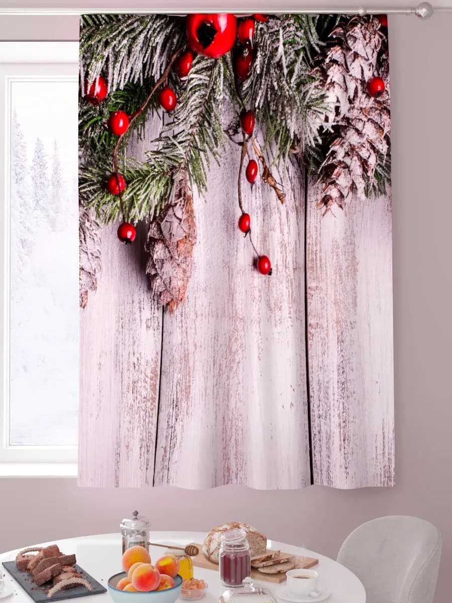 Новогодние фотошторы короткие 1 шт 140-160 см