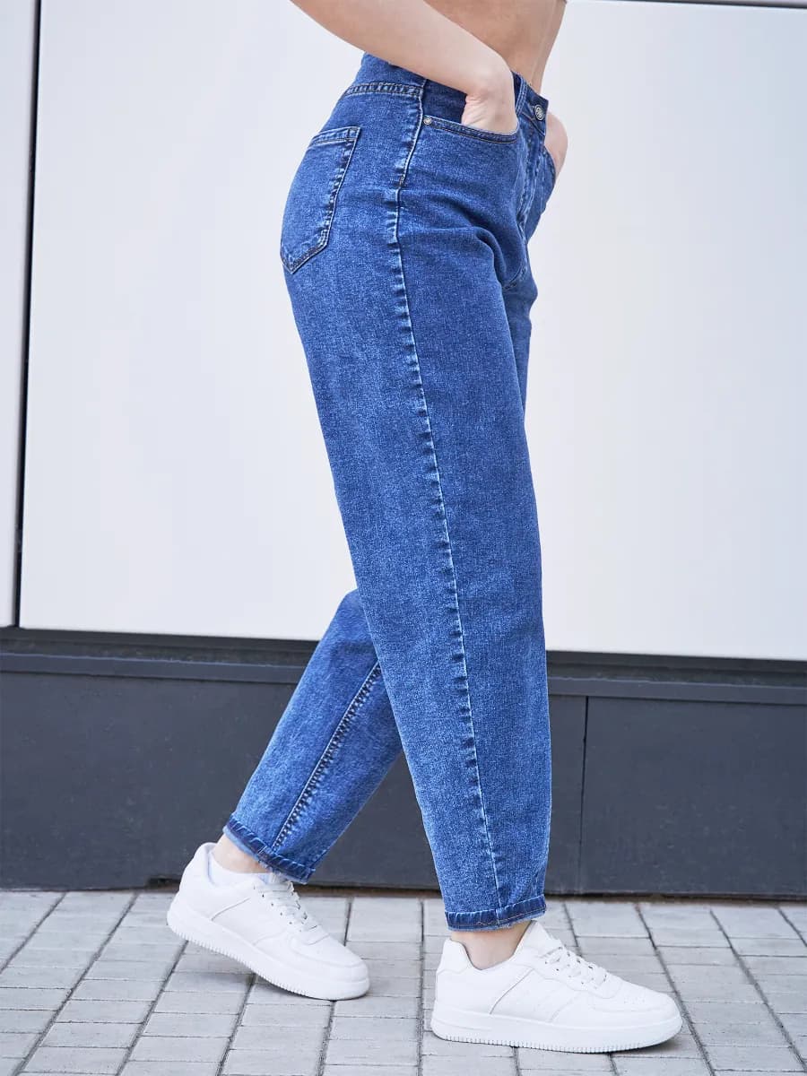 Джинсы бананы с высокой посадкой мом оверсайз