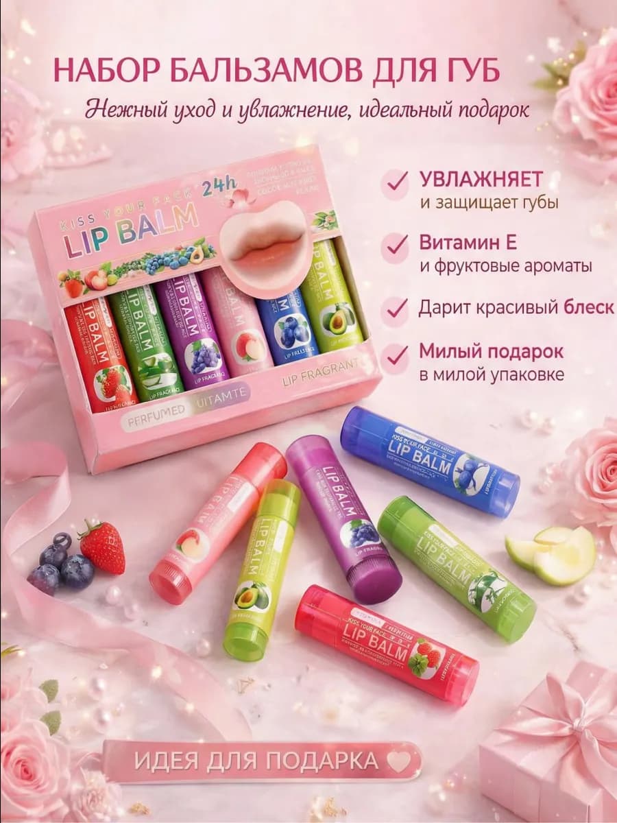 Бальзам для губ помада гигиеническая 6 шт