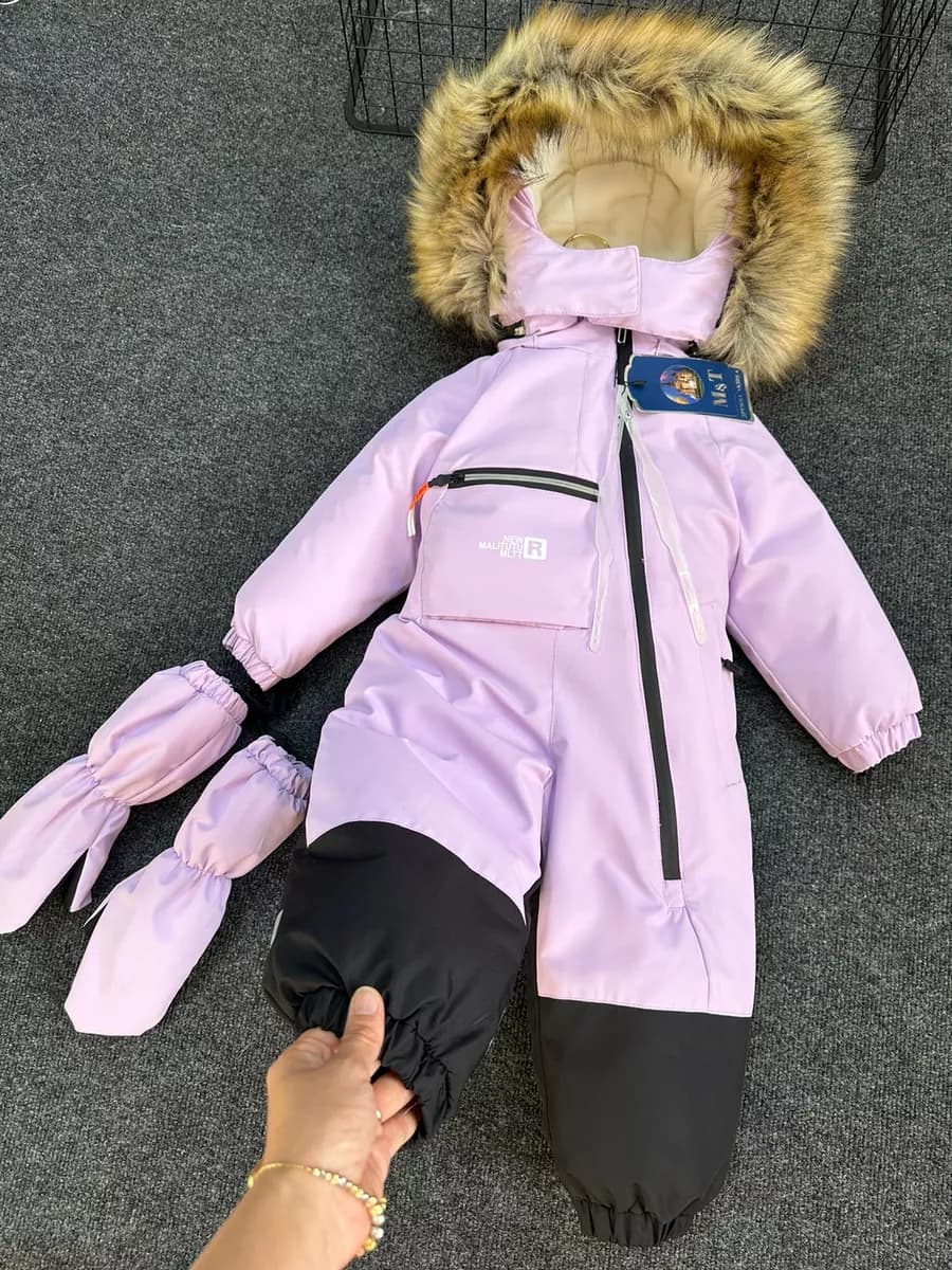 Зимний комбинезон мембрана теплый с меховым капюшоном