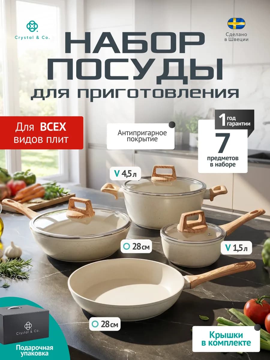Набор посуды для приготовления кастрюли и сковороды
