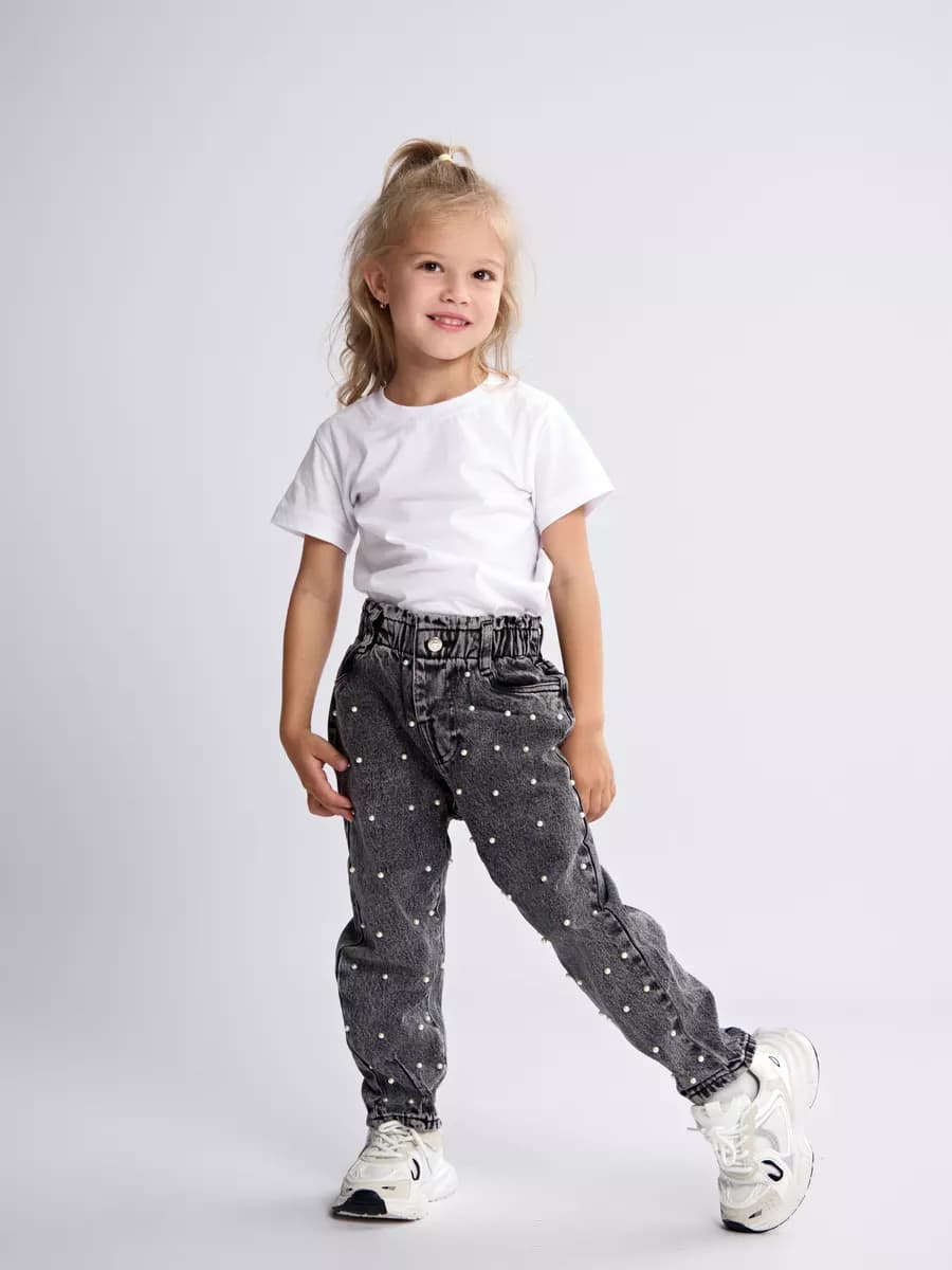 Джинсы на резинке нарядные бананы