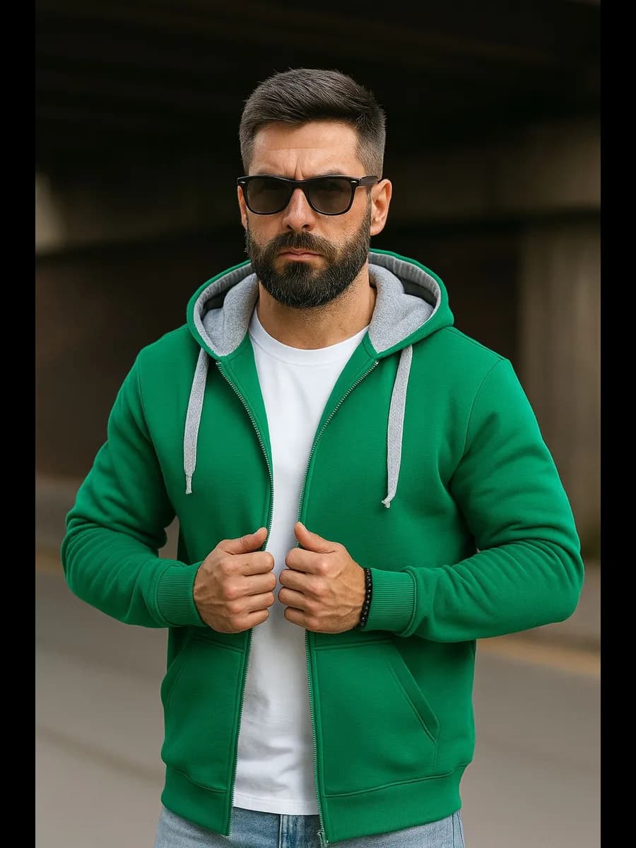 Худи с капюшоном на молнии с начесом