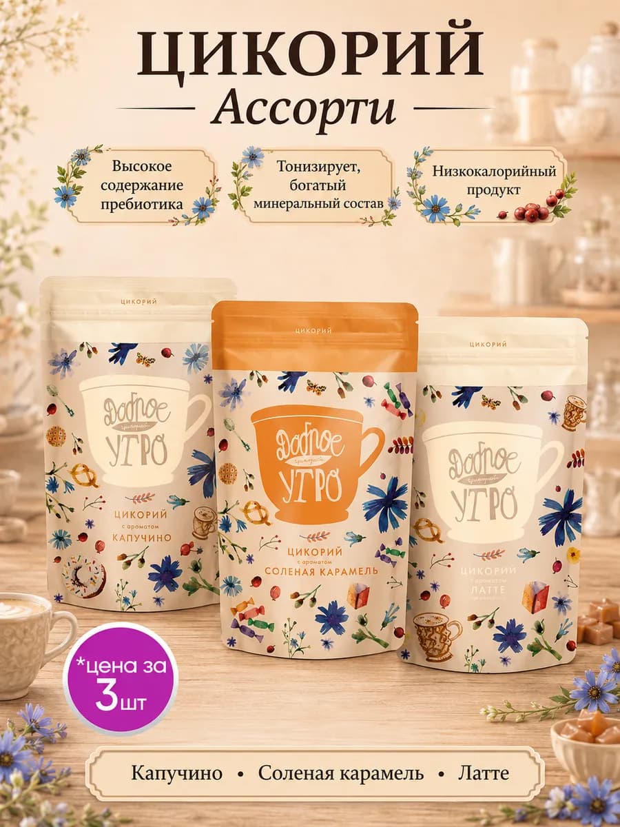 Цикорий натуральный Капучино, Латте, Соленая карамель