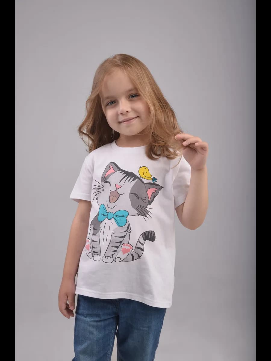 Футболка для девочки белая с принтом модная