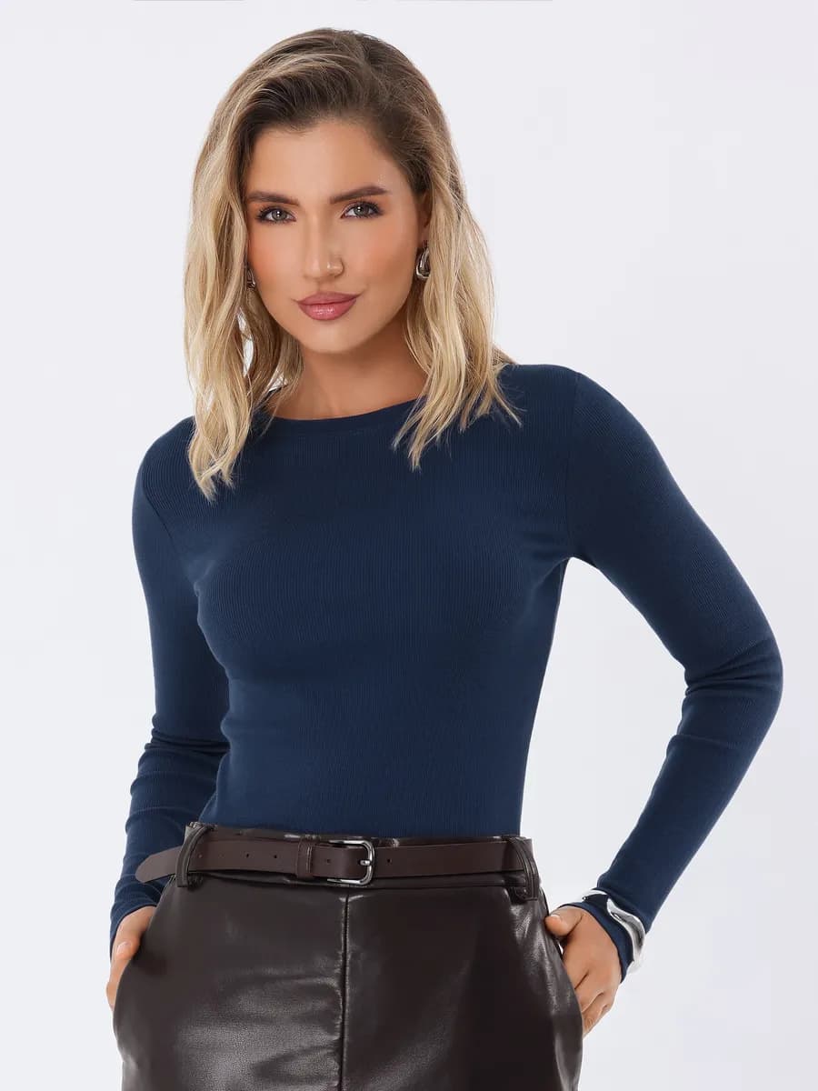 Лонгслив в рубчик джемпер облегающий лапша