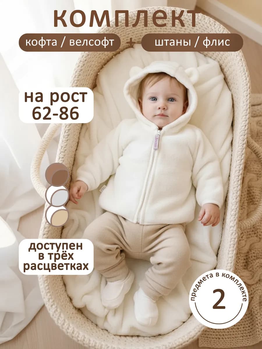 Костюм флисовый для новорожденного малыша теплый