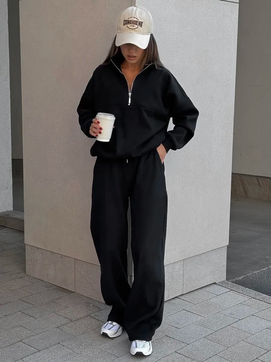 Костюм спортивный с начесом на молнии оверсайз