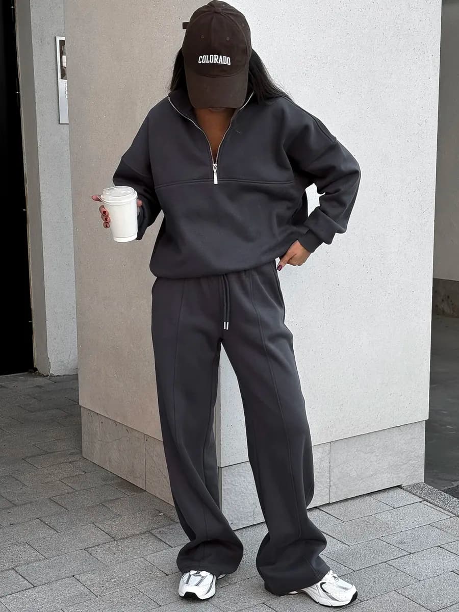 Костюм спортивный с начесом на молнии оверсайз